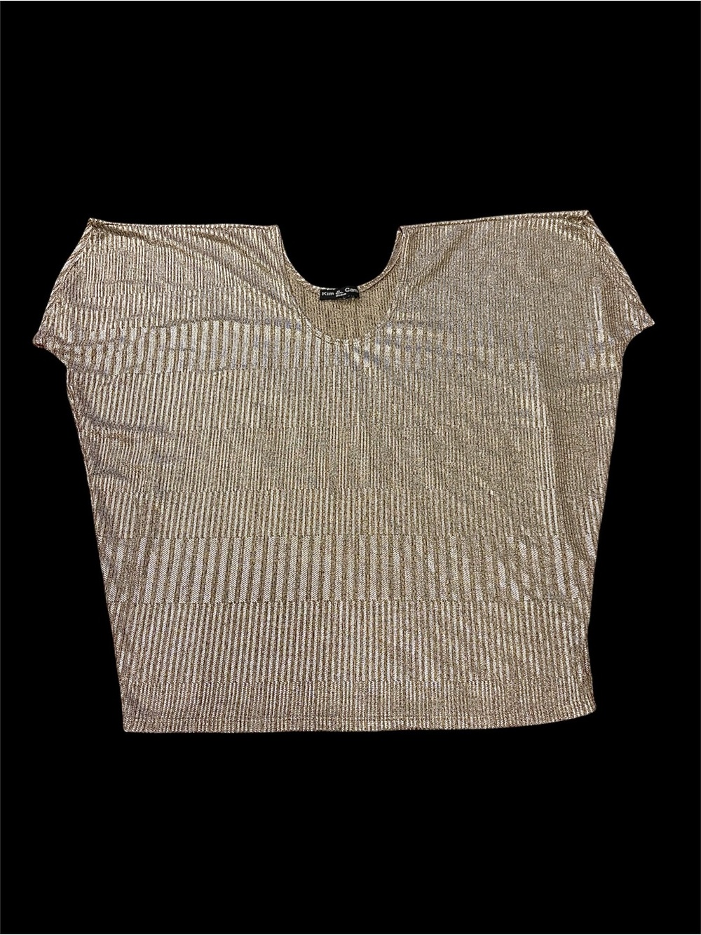 Kim & Cami Women's Shiny Ribbed Dolman Tee Gold/Silver  Size M
